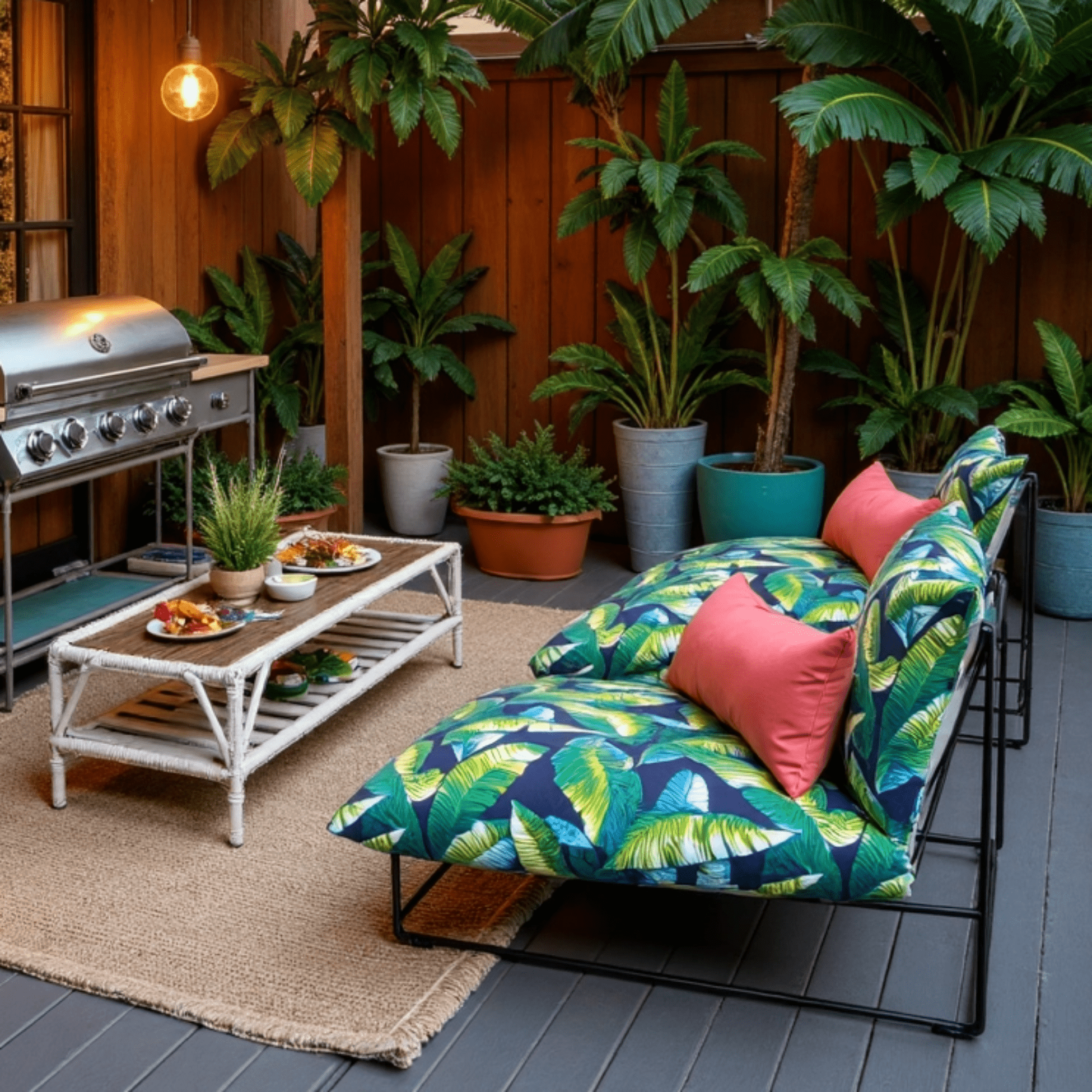 Rockin Cushions IKEA Outdoor Slipcovers 1 pillow and 1 seat cover Blue Palms Outdoor Slipcovers, Compatible with IKEA Havsten